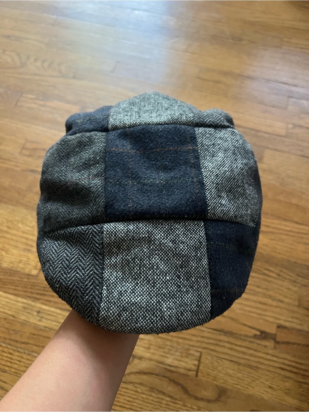 Classic Grey & Black Patchwork Newsboys Cap